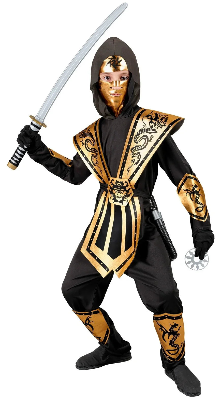 Disfraz de Ninja con Armadura Dorada para Niño Ninjas Infantiles Widmann